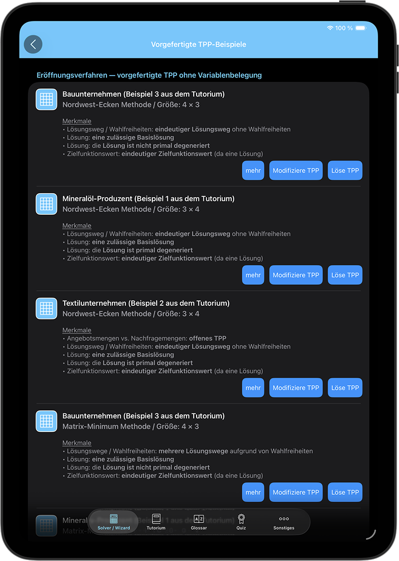 Lege direkt los ... mit den TPP-Beispielen