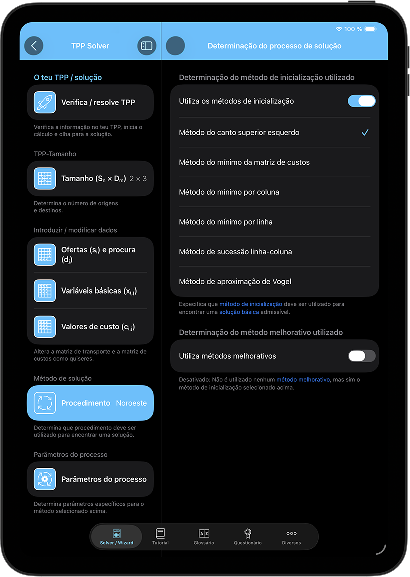 Todos os métodos de solução numa única aplicação